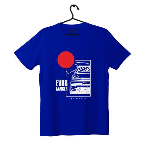 T-shirt Mitsubishi Lancer EVO8 JDM niebieska
