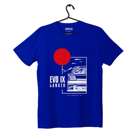 T-shirt koszulka Mitsubishi Lancer Evo IX niebieska