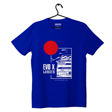 T-shirt koszulka Mitsubishi Lancer Evo X niebieska