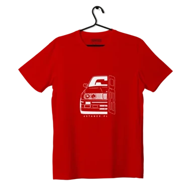 T-shirt koszulka przód BMW E30 czerwona