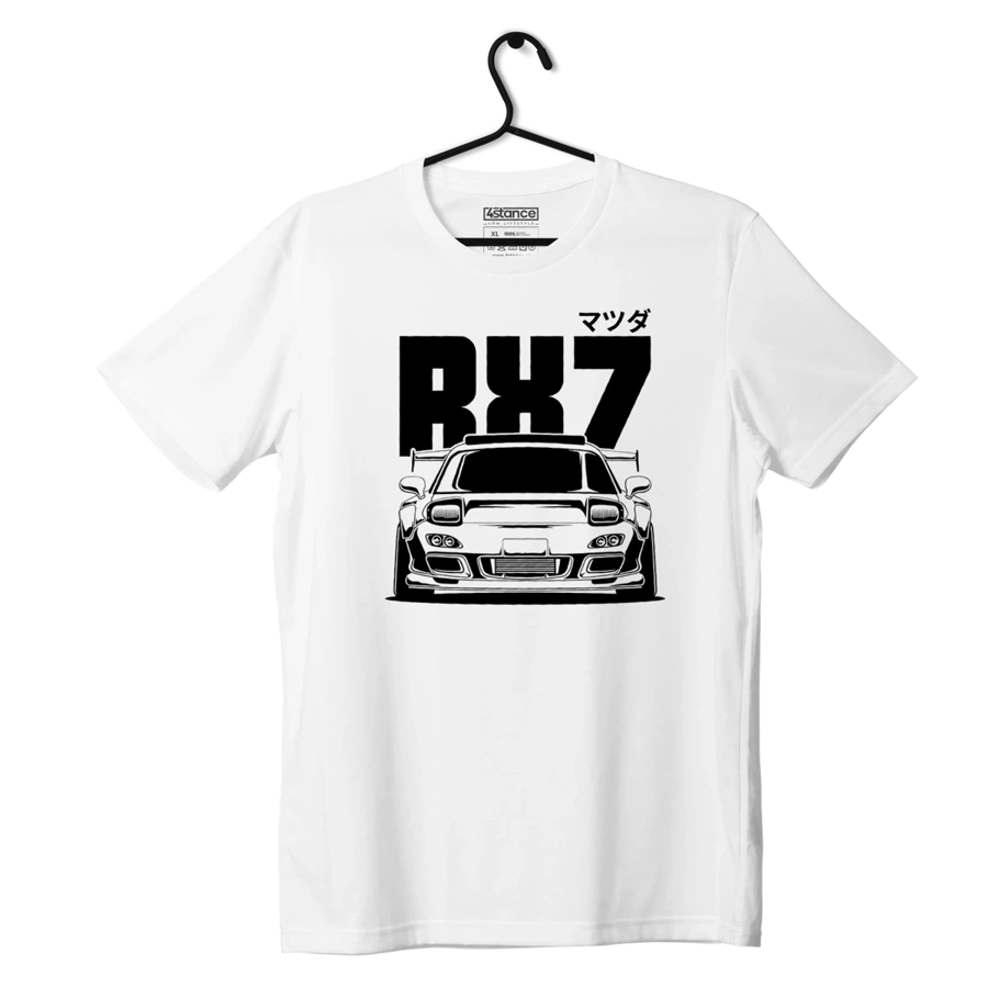 Biały T-shirt MAZDA RX-7 BW