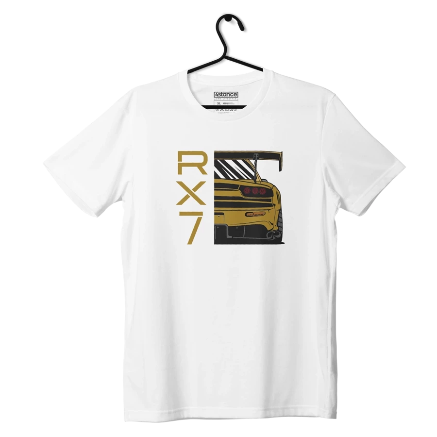 Biały T-shirt MAZDA RX-7 RX7 YELLOW