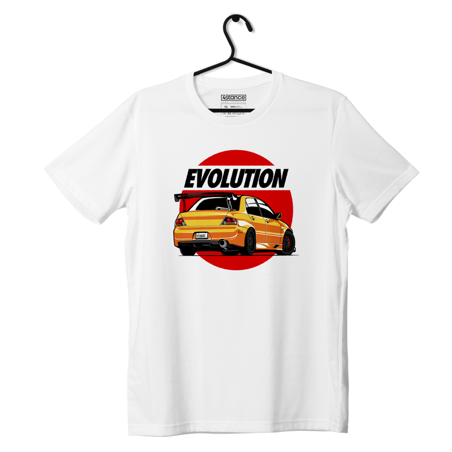 Biały T-shirt koszulka Mitsubishi Lancer EVO IX