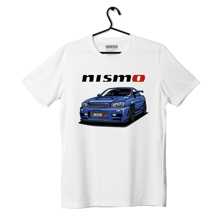 Biały T-shirt koszulka NISSAN Skyline R34 Nismo