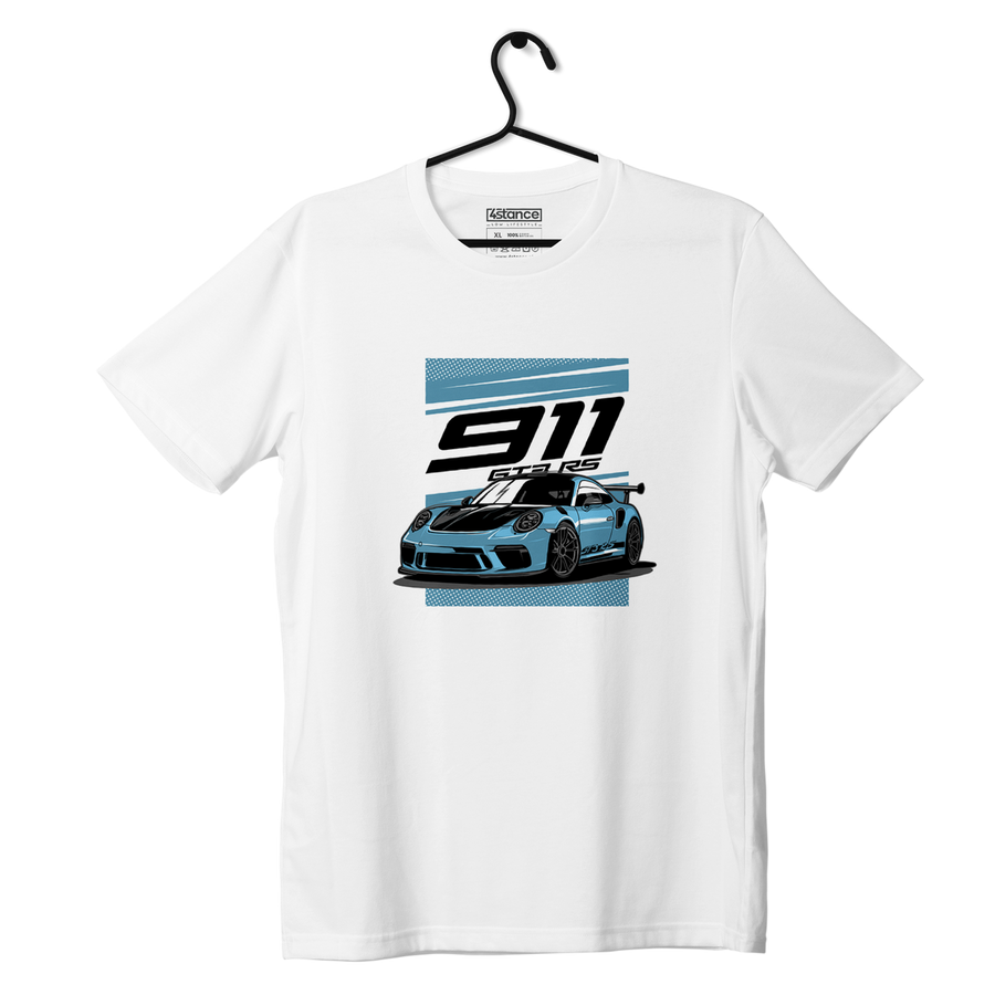 Biały T-shirt koszulka Porsche 911 GT3 RS