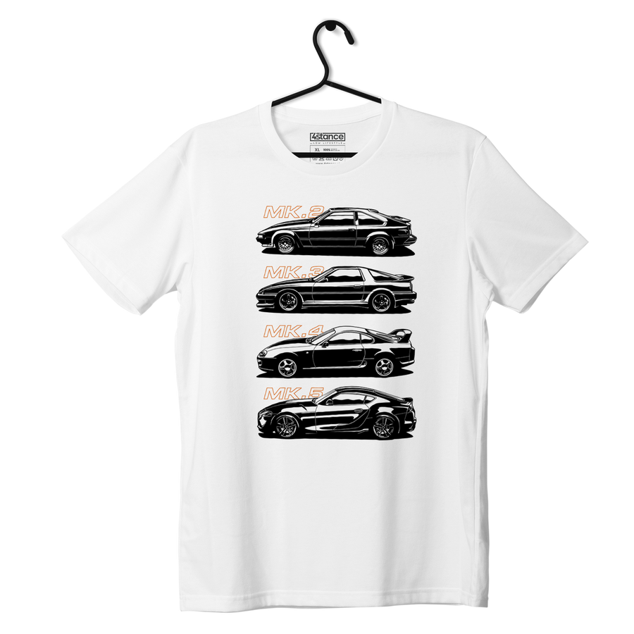 Biały T-shirt koszulka Toyota Supra History