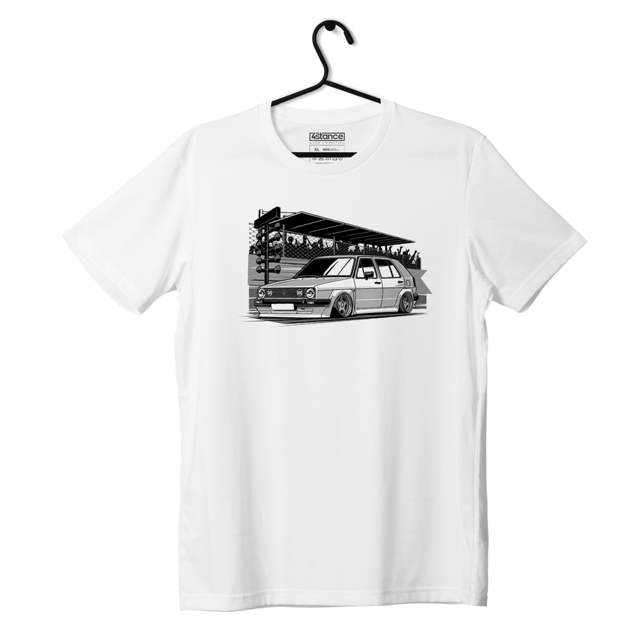 Biały T-shirt koszulka VW Golf mk2