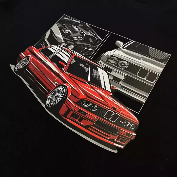 Czarna bluza czerwone BMW M3 E30