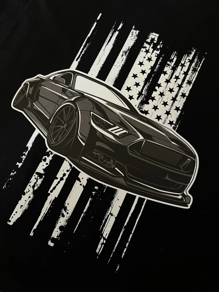 Czarna bluza z kapturem FORD Mustang American Flag