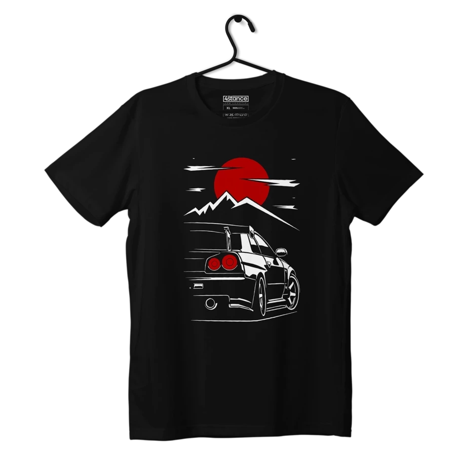 Czarny T-shirt  NISSAN  R34 GÓRY