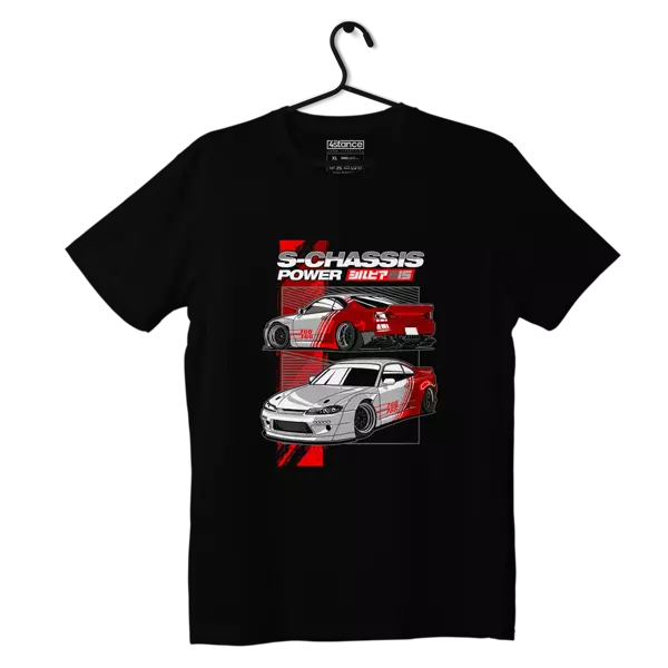 Czarny T-shirt Nissan Silvia S15 S-CHASSIS