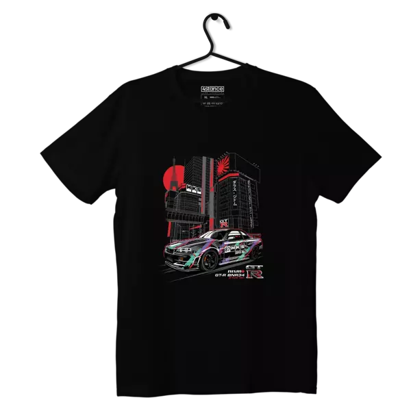 Czarny T-shirt Nissan Skyline GT-R R34 Nismo HKS