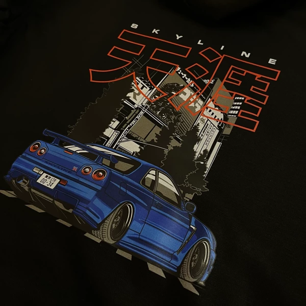 Czarny T-shirt Nissan Skyline GT-R R34 Stance