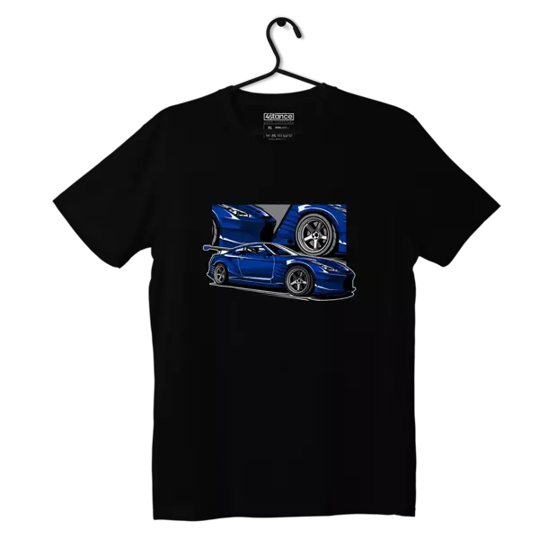 Czarny T-shirt Nissan Skyline GT-R R35 Blue