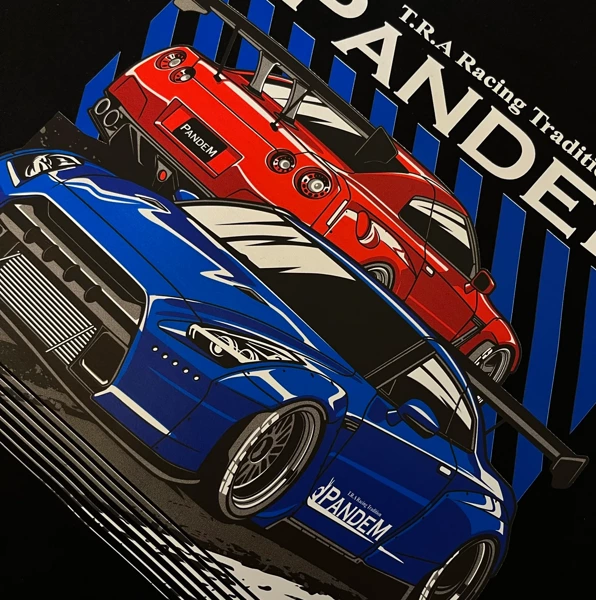 Czarny T-shirt koszulka Nissan Skyline R35 Pandem