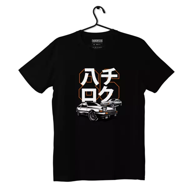 Czarny T-shirt koszulka Toyota AE86 HACHIROKU