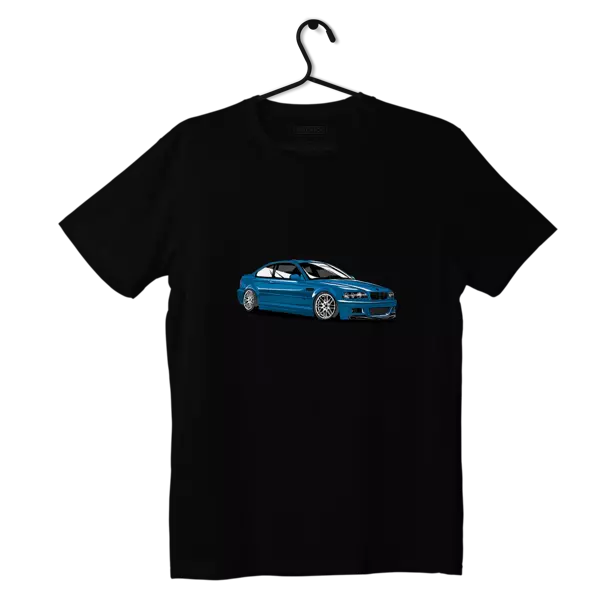 Czarny T-shirt koszulka niebieskie BMW M3 E46