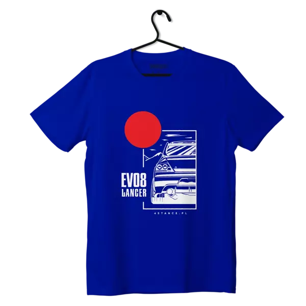 T-shirt Mitsubishi Lancer EVO8 JDM niebieska