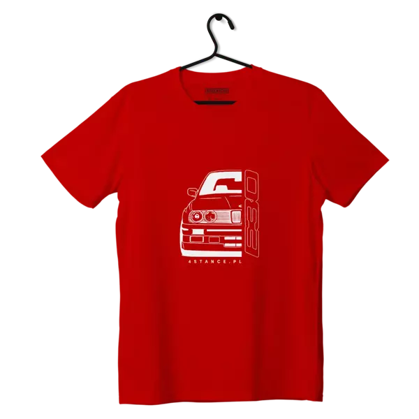 T-shirt koszulka przód BMW E30 czerwona