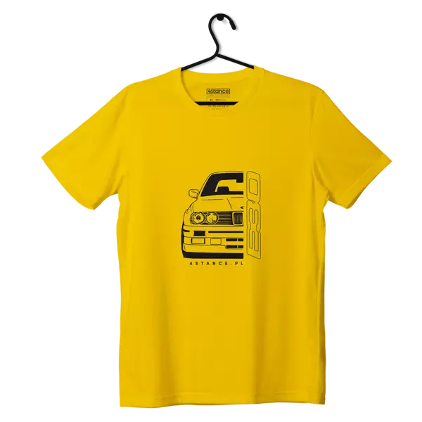 T-shirt koszulka przód BMW E30 żółta