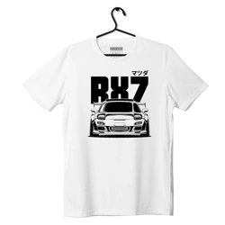 Biały T-shirt MAZDA RX-7 BW