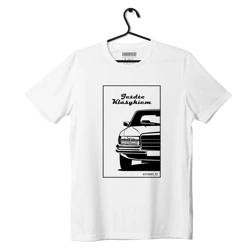 Biały T-shirt MERCEDES W116 Jeżdżę klasykiem