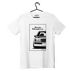 Biały T-shirt MERCEDES W201 Jeżdżę klasykiem