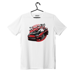 Biały T-shirt koszulka Toyota Supra mk4 Red