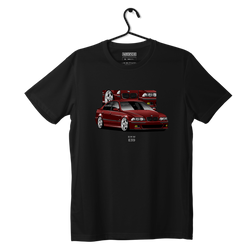 Czarny T-shirt koszulka BMW E39 sedan bordowy