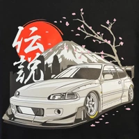 Czarny T-shirt koszulka Honda Civic EG6 Pandem