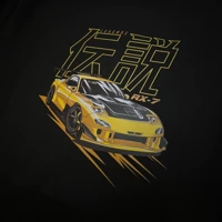 Czarny T-shirt koszulka Mazda RX7 JDM