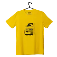 T-shirt koszulka przód BMW E30 żółta